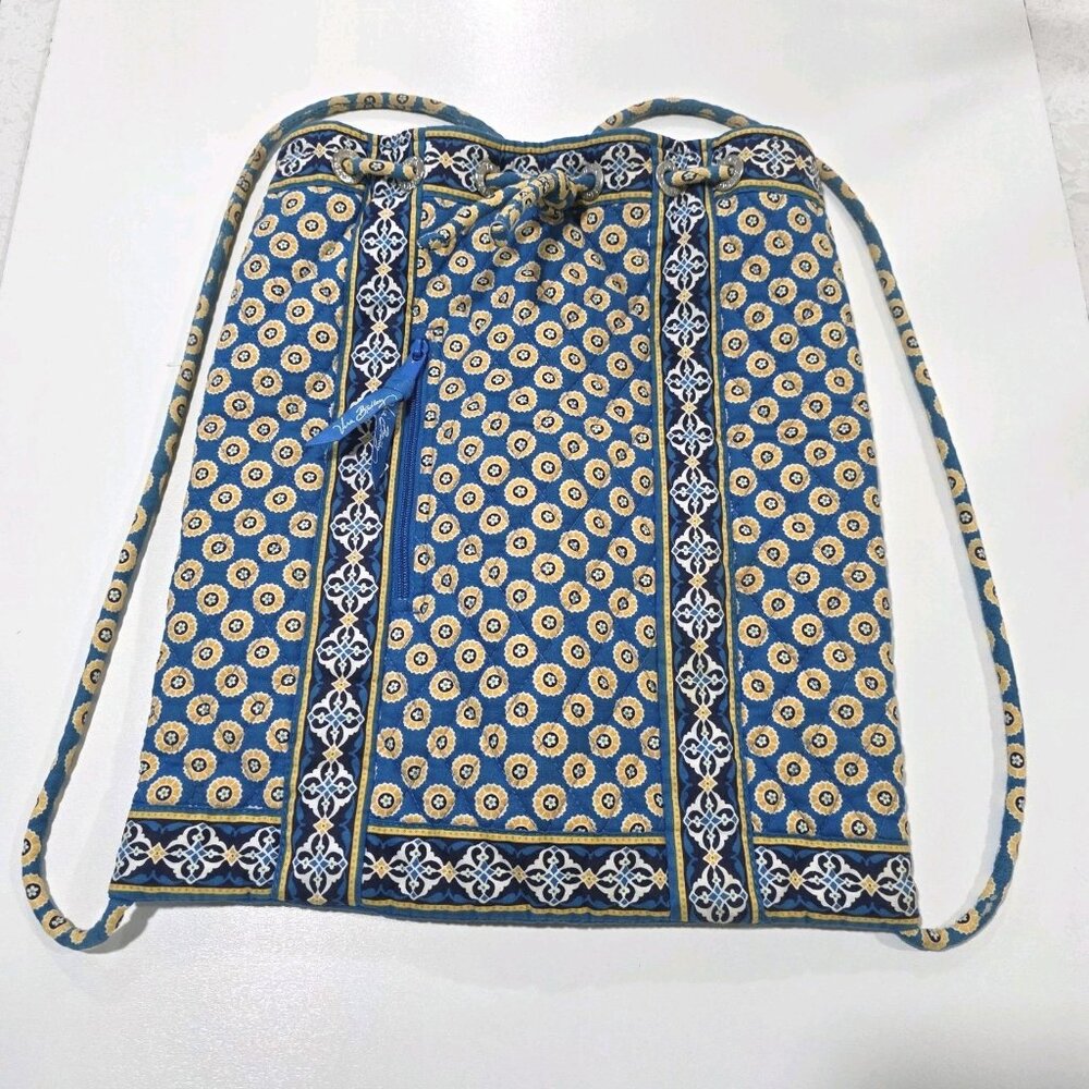 VERA BRADLEY Retired Riviera Tote Shoulder Bag Handbag‎ Backpack Blue Yellow
